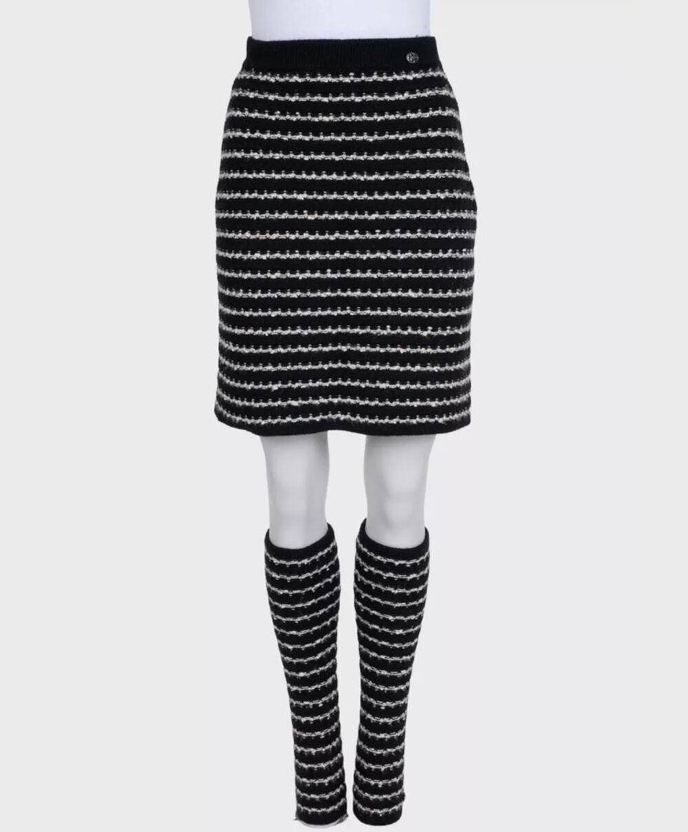 Chanel Fall 2010 Cashmere Skirt & Leg Warmers Set Sz.38